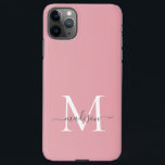 Girly Blush Pink Monogram Elegant Grey Chic Script iPhone 11Pro Max Case<br><div class="desc">Girly Blush Pink Monogram Elegant Grey Chic Script Phone Case</div>