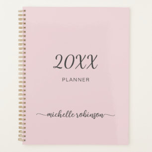 Girly Blush Pink Monogram Name Script 2023 Planner