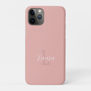 Girly blush pink monogram name script personalised iPhone 11 pro case