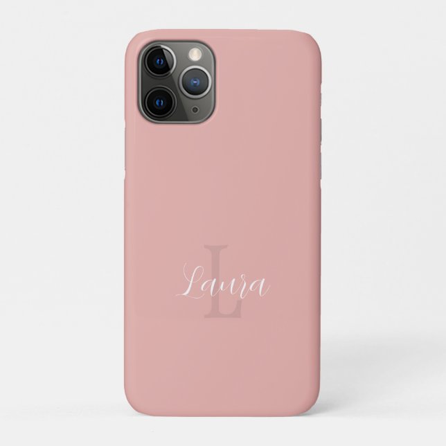 Girly blush pink monogram name script personalised Case-Mate iPhone case (Back)