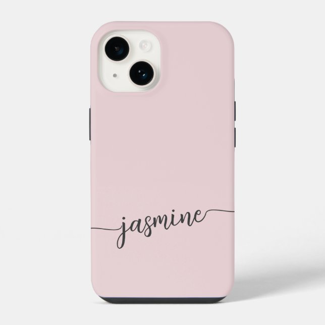 Girly Blush Pink Monogram Name Signature Script  C iPhone Case (Back)