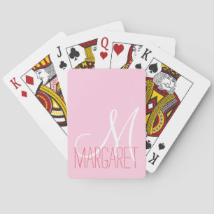 Girly Blush Pink Monogram Playing Cards