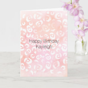 Girly Blush Pink Peach Leopard Animal Birthday Card