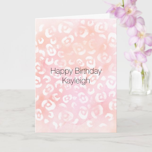 Girly Blush Pink Peach Leopard Animal Birthday Card (Orchid)