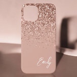 Girly Blush Pink Rose Gold Glitter Monogram Case-M iPhone 12 Case<br><div class="desc">Girly Rose Gold - Blush Pink Faux Sparkle and Dripping Glitter Brushed Metal Monogram Name and Initial Phone. This makes the perfect sweet 16 birthday,  wedding,  bridal shower,  anniversary,  baby shower or bachelorette party gift for someone that loves glam luxury and chic styles.</div>