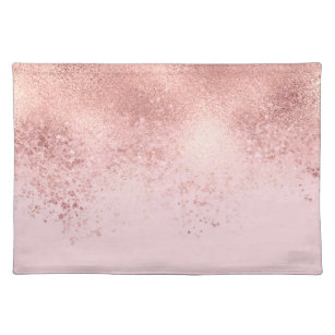 Girly Blush Pink Rose Gold Sprayed Confetti Ombre Placemat