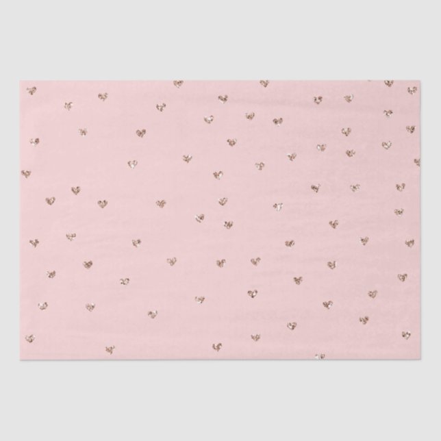 Girly Blush Pink Sparkle Glitter Hearts Tissue Paper (Front)