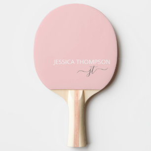Girly Blush Pink Stylish Modern Monogram Name Ping Pong Paddle