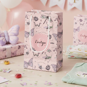 Girly Blush Pink Sweet Little Critter Monogram Small Gift Bag