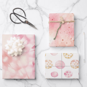 Girly Blush Pink Tie Dye Wrapping Paper Sheet
