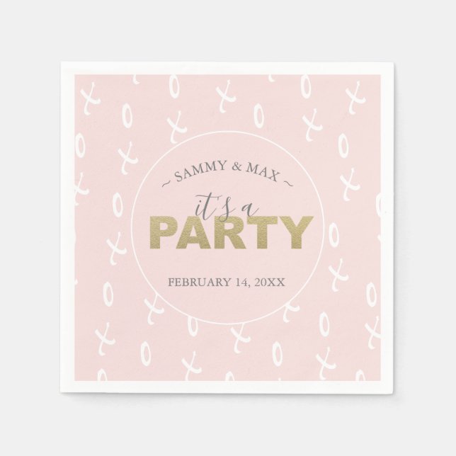 Girly Blush Pink Valentine's Day Cocktail Napkins (Front)