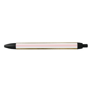 Girly Blush Pink, White and Gold Foil Pattern Black Ink Pen