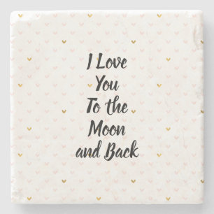 Girly Blush Pink White Gold Hearts Stone Coaster