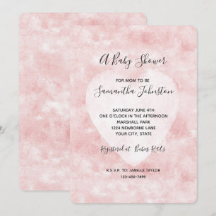 Girly Blush Pink White Heart Baby Shower Invitation