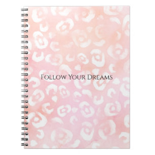 Girly Blush Pink White Leopard Animal  Notebook