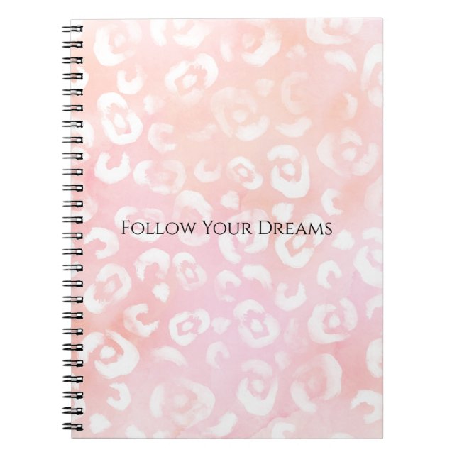 Girly Blush Pink White Leopard Animal  Notebook (Front)