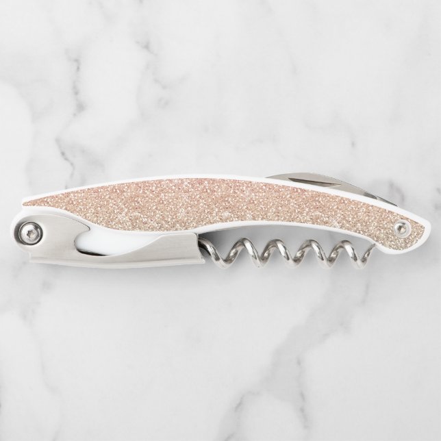 Girly Blush Rose Gold Blue Ombre Glitter Sparkles Corkscrew (Front)