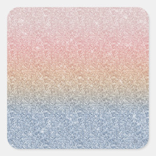 Girly Blush Rose Gold Blue Ombre Glitter Sparkles Square Sticker
