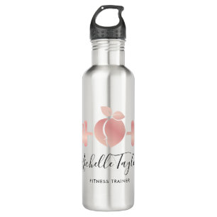 Girly Blush Rose Gold Fitness Trainer Business Car 710 Ml Water Bottle