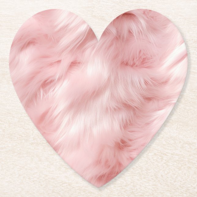 Girly Blush Soft Pink Faux Fur Paper Coaster (Front)