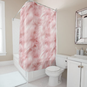 Girly Blush Soft Pink Faux Fur Shower Curtain