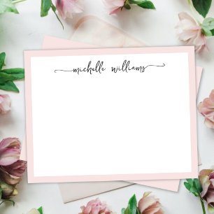 Girly Blush Stylish Calligraphy Script Signature Card