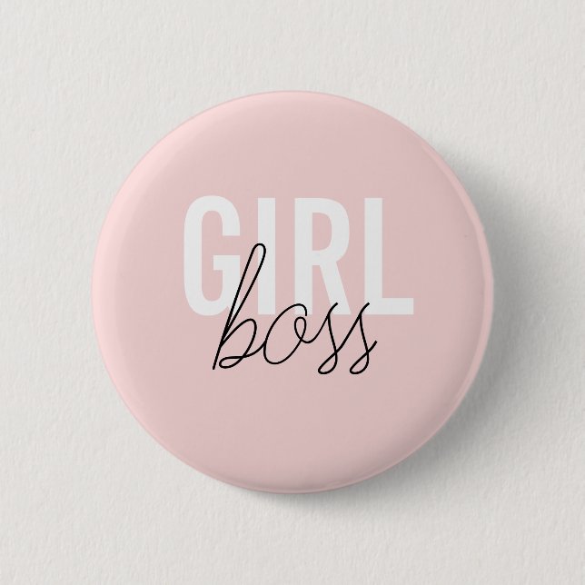 Girly blush typography script girl boss 6 cm round badge (Front)