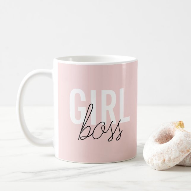 Girly blush typography script girl boss coffee mug (With Donut)