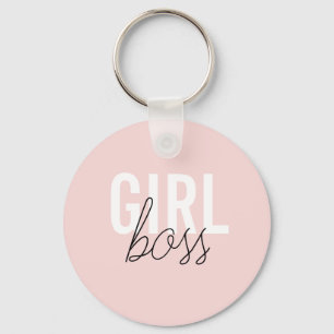 Girly blush typography script girl boss key ring