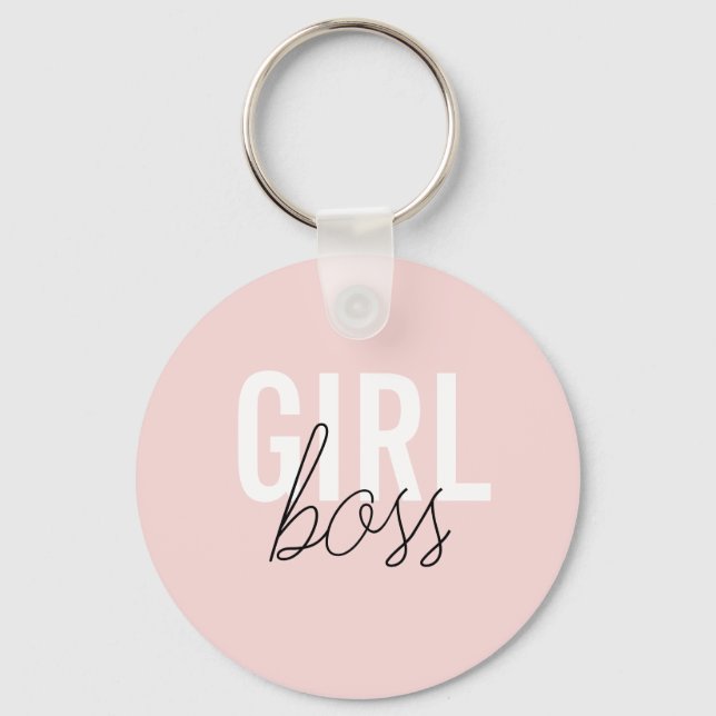 Girly blush typography script girl boss key ring (Front)