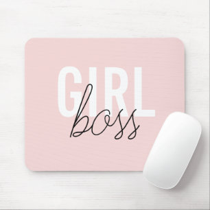 Girly blush typography script girl boss mouse mat