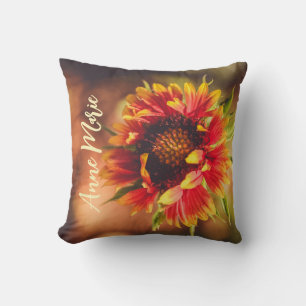 Girly Boho Custom Name Flower Throw Pillow
