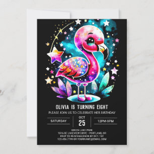 Girly Boho Flamingo Birthday Invitation