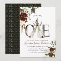 Girly Boho Floral Antler Tribal Wild One Birthday