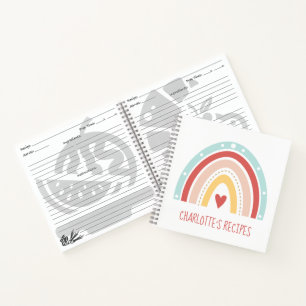 Girly Boho Rainbow Painting Heart Kids Recipe  Notebook