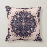Girly Boho Rose Gold Blush Pink Navy Mandalas Cushion<br><div class="desc">This girly and chic, bohemian design is perfect for the modern woman. It features a hand-drawn faux printed rose gold foil and blush pink mandala pattern on top of a simple navy blue background. It's elegant, pretty, and stylish. ***IMPORTANT DESIGN NOTE: For any custom design request such as matching product...</div>