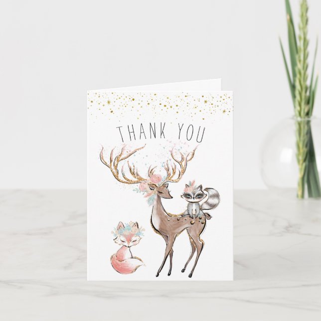 Girly Boho Tribal Birthday Thank You Card (Front)