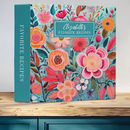 Girly Botanical Floral 3 Ring Binder