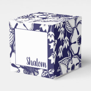 Girly Botanical Shalom Blue White Garden Drawing Favour Box