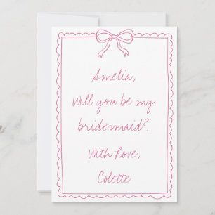 Girly Bow Doodle Love Fancy Bridesmaid Proposal Card