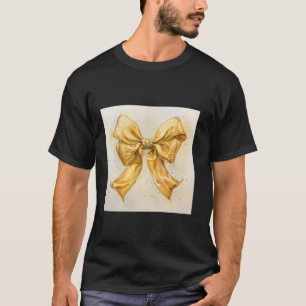 Girly Bow in Watercolor coquette Aesthetic golden T-Shirt