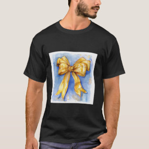 Girly Bow in Watercolor coquette Aesthetic golden T-Shirt