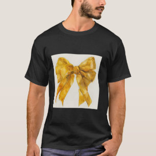 Girly Bow in Watercolor coquette Aesthetic golden T-Shirt