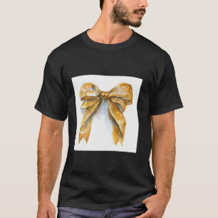 Girly Bow in Watercolor coquette Aesthetic golden T-Shirt