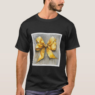 Girly Bow in Watercolor coquette Aesthetic golden T-Shirt