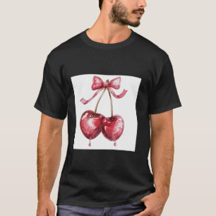 Girly Bow in Watercolor coquette Aesthetic Pink Bo T-Shirt