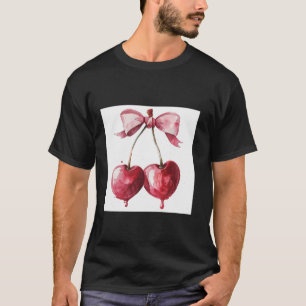 Girly Bow in Watercolor coquette Aesthetic Pink Bo T-Shirt