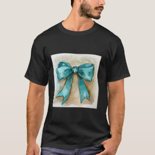 Girly Bow in Watercolor coquette Aesthetic Turquoi T-Shirt