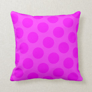 Girly Bright Magenta Polka Dot Cushion