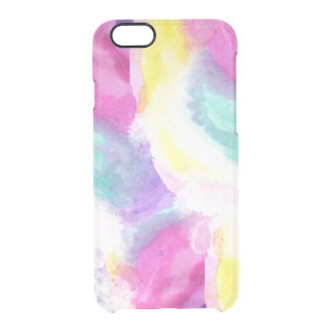 Girly bright pastel watercolor brush strokes clear iPhone 6/6S case